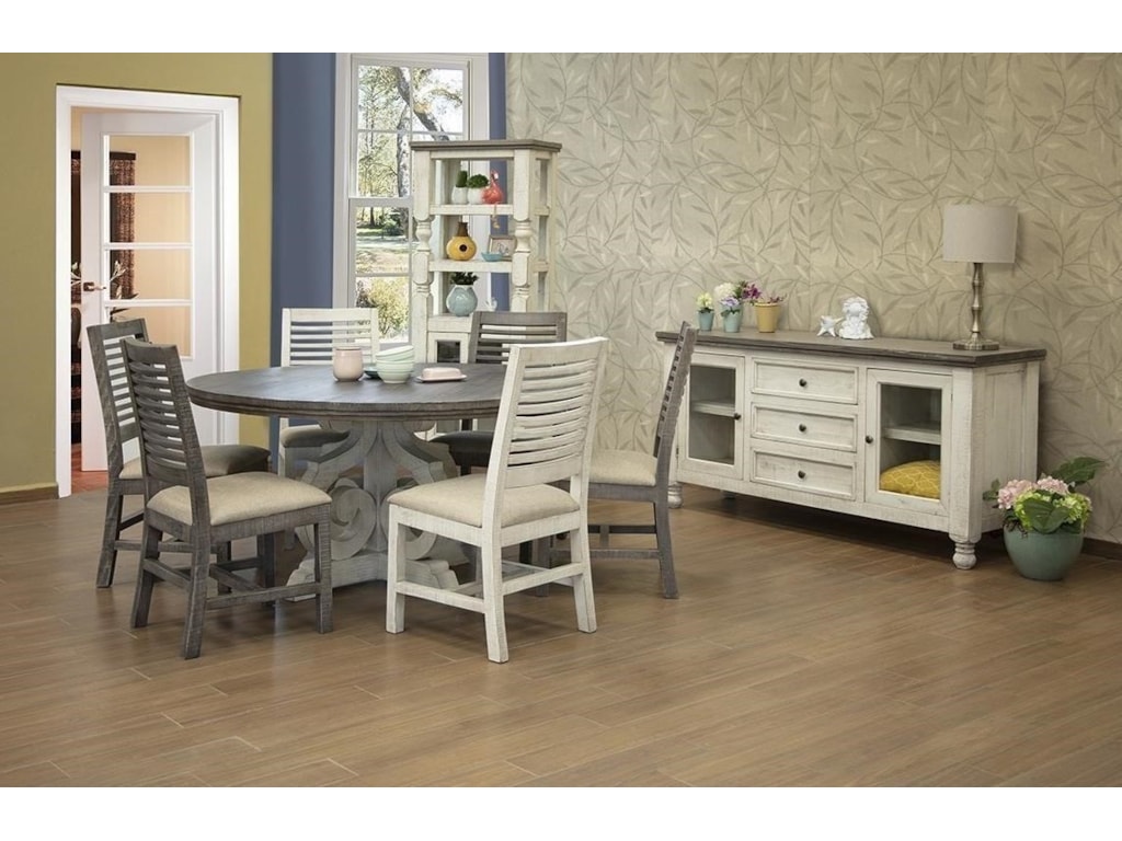 International Furniture Direct Stone IFD4691RNDTP BA 6xIFD469CHAIR IFD470BUFETT 8 Piece Round Dining Room Table International Furniture Direct Stone IFD4691RNDTP BA 6xIFD469CHAIR IFD470BUFETT 8 Piece Round Dining Room Table