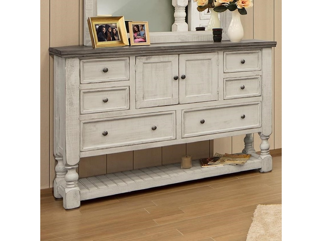 International Furniture Direct Stone Relaxed Vintage Dresser With