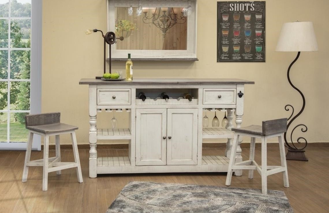 International Furniture Direct Stone Rustic Mirror Bar With Glass Holders And Shelf Furniture Barn Wall Mirrors