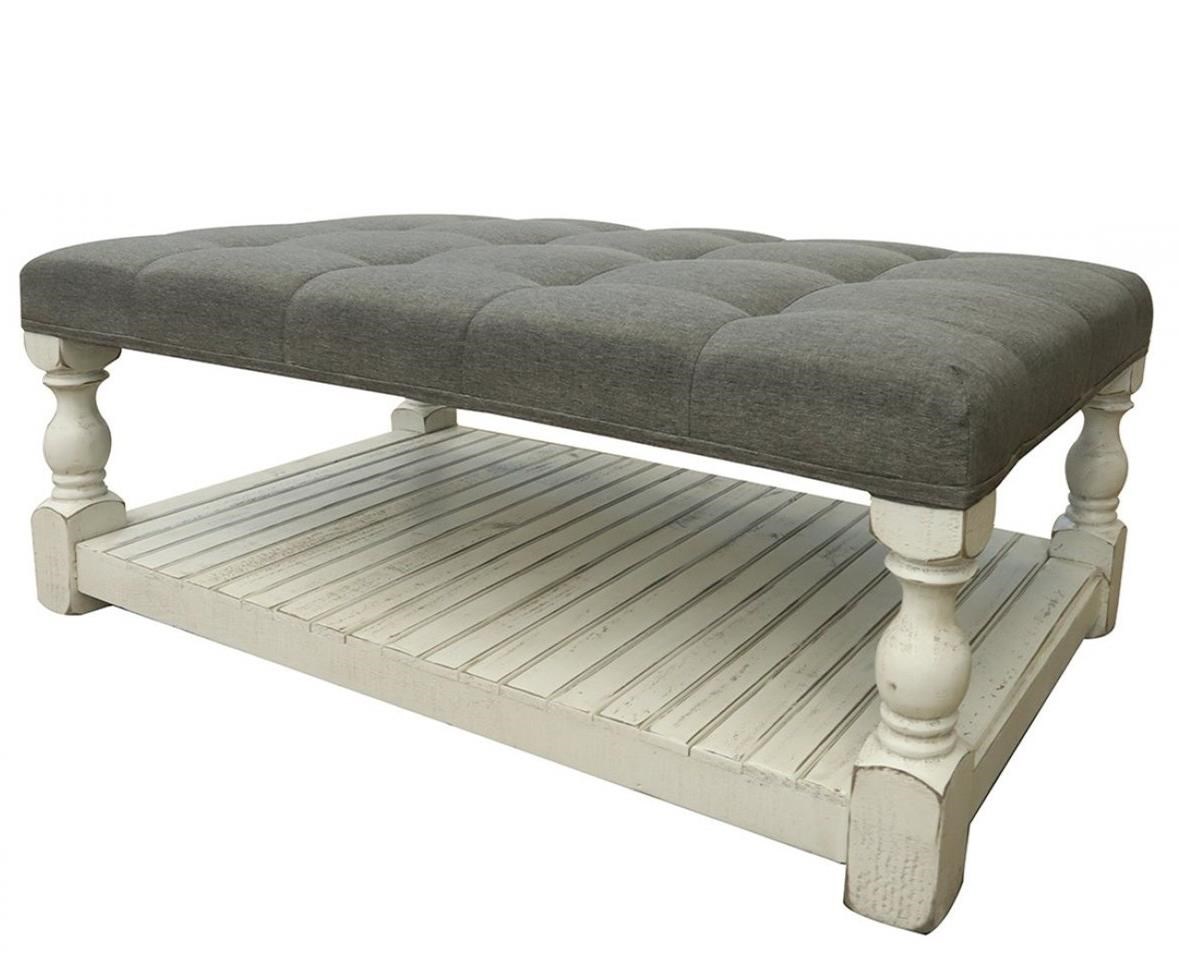 International Furniture Direct Stone Relaxed Vintage Upholstered Cocktail Ottoman Table Furniture Superstore