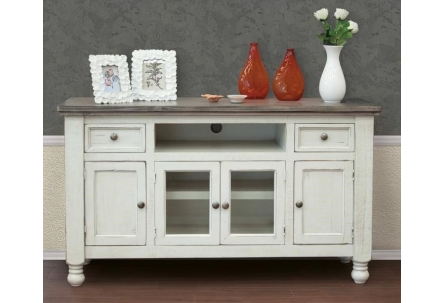 International Furniture Direct Stone Ifd4692std60 Relaxed Vintage Solid Wood 60 Tv Stand Home Furnishings Stands Tv Stand