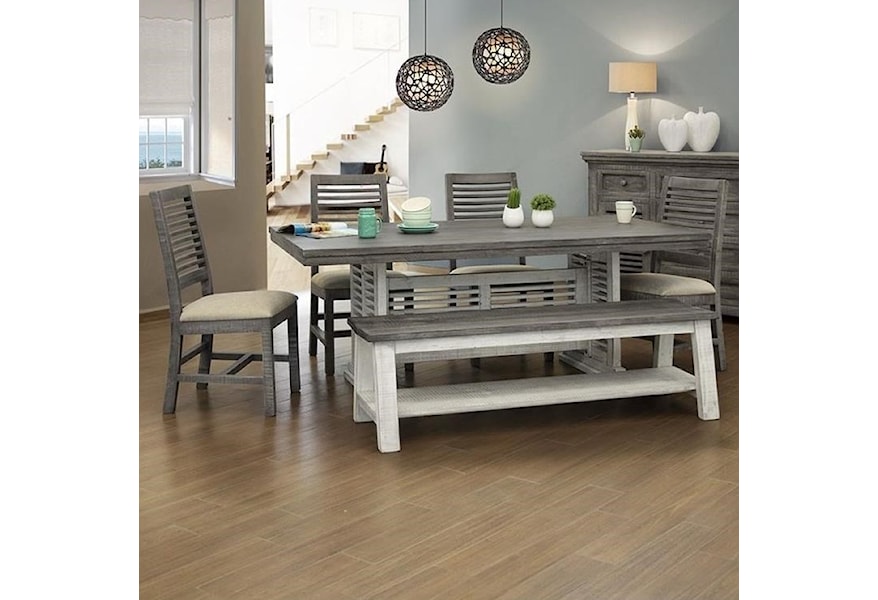 International Furniture Direct Stone Solid Wood Table And Chair