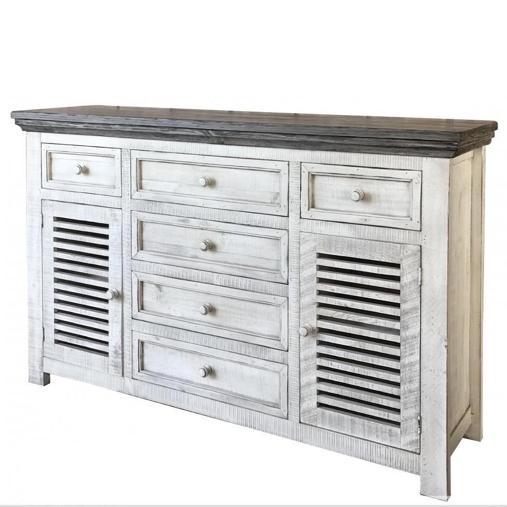 International Furniture Direct Stone Relaxed Vintage Buffet With 6 Drawers Darvin Furniture Servers