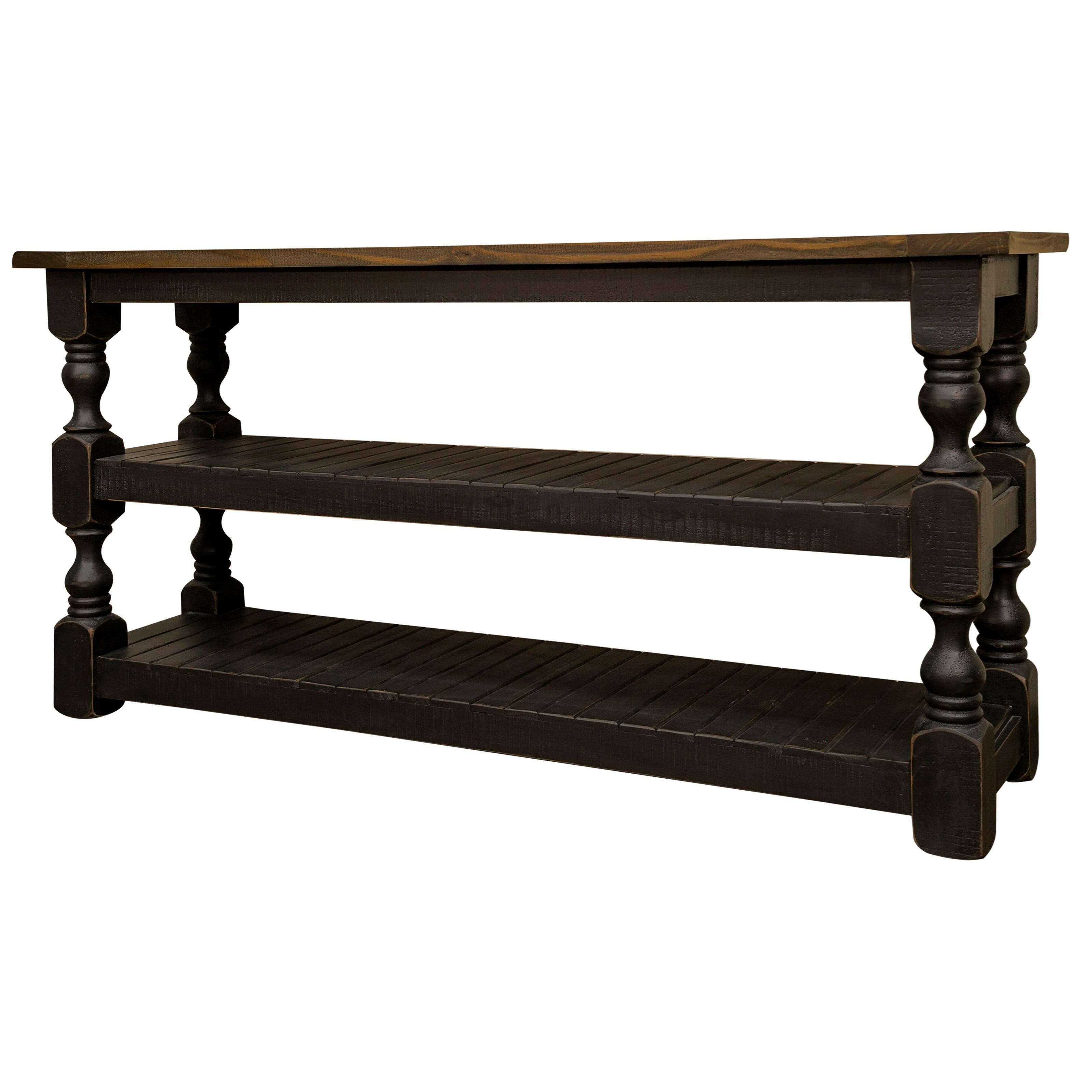 If Stone Relaxed Vintage Solid Wood Sofa Table With 2 Shelves