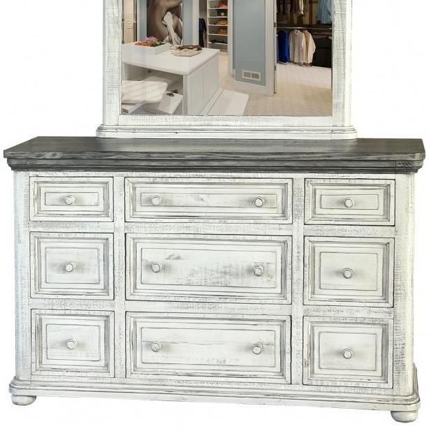 If 768 Luna Transitional Solid Wood 9 Drawer Dresser With