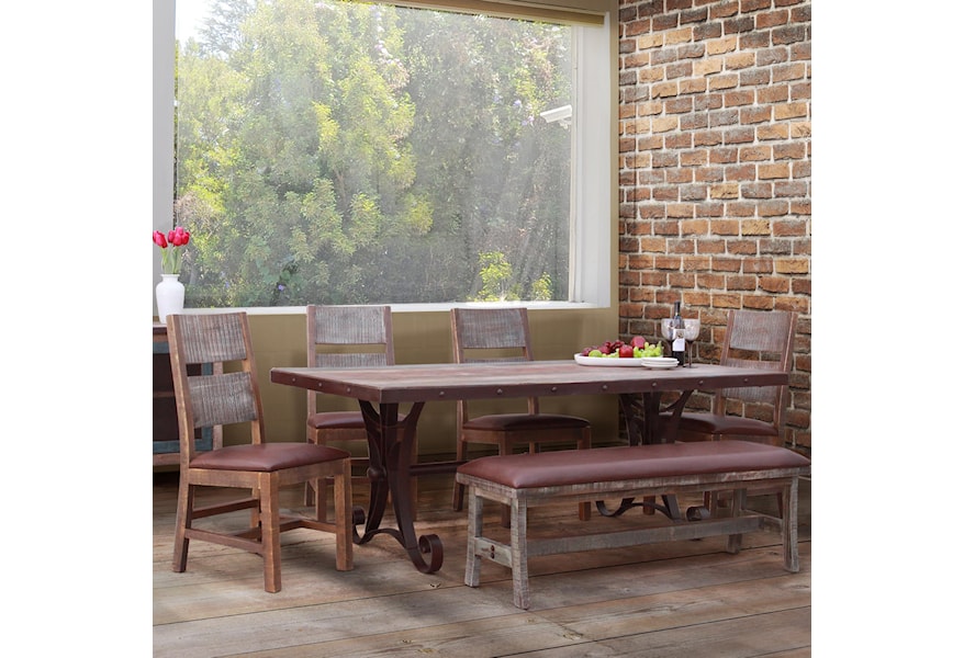 Featured image of post Industrial Dining Set For 6 - It features window back upholstered chairs.