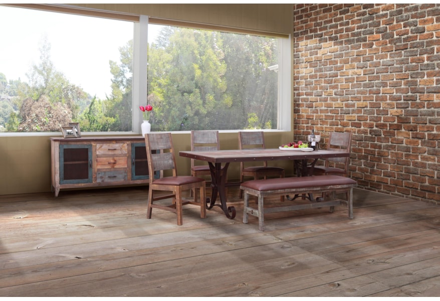 International Furniture Direct 900 Antique 6 Piece Industrial