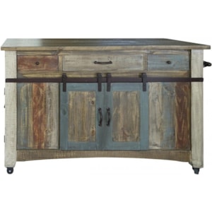 International Furniture Direct 900 Antique Ifd968island Mc Rustic Solid Wood 3 Drawer And 6 Door Kitchen Island With Casters Home Furnishings Direct Kitchen Islands