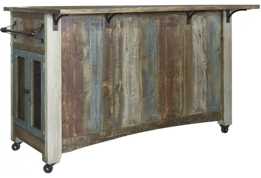 International Furniture Direct 900 Antique Rustic Solid Wood 3 Drawer And 6 Door Kitchen Island With Casters Furniture Mart Colorado Kitchen Islands