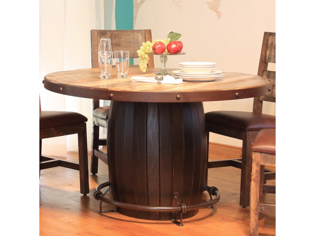 International Furniture Direct 900 Antique Round Dining Table With International Furniture Direct 900 AntiqueRound Dining Table with Barrell Base ... - International Furniture Direct 900 Antique Round Dining Table With