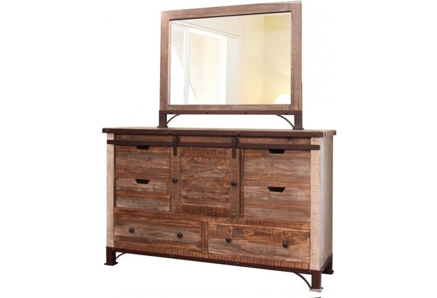 International Furniture Direct 900 Antique Ifd969dsr Rustic Six