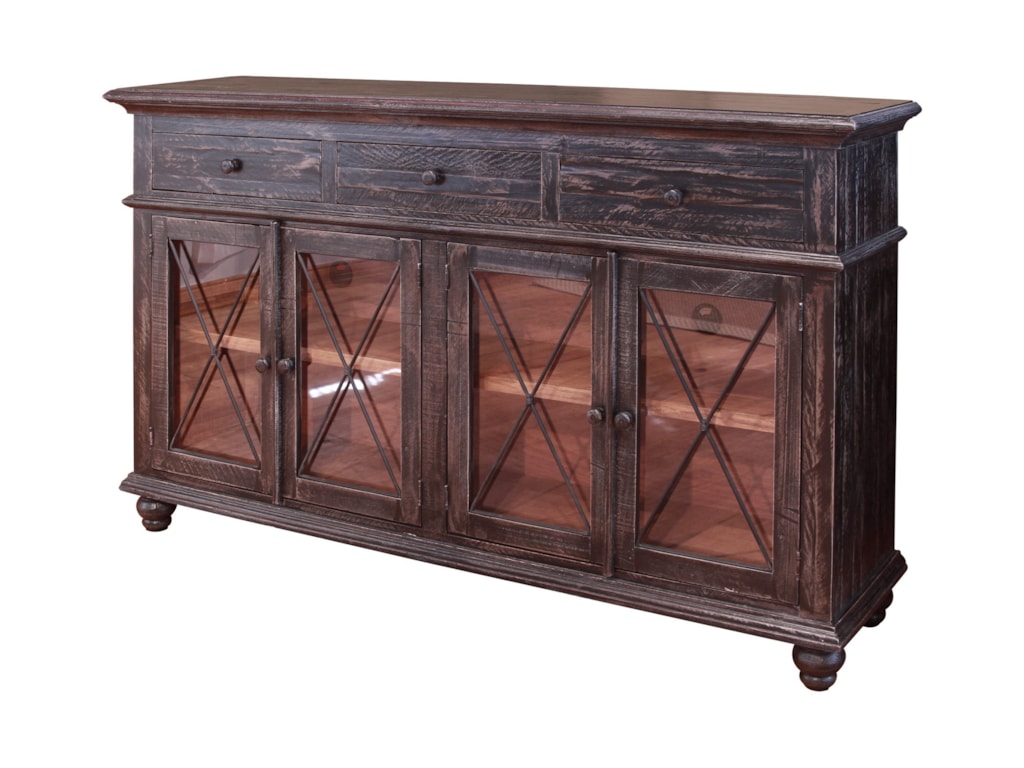 Vintage Primitive Console With 4 Gl Doors By International Furniture Direct At Zak S Home Vintage Primitive Console With 4 Gl Doors By International Furniture Direct At Zak S Home