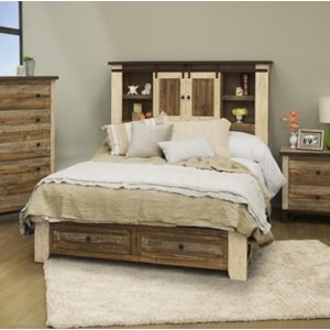 If Antique Rustic King Storage Bed With Sliding Doors Lindy S Furniture Company Bookcase Beds