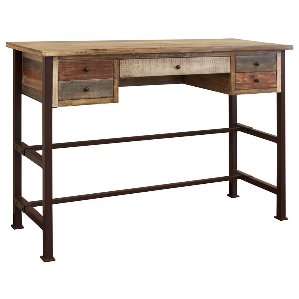 If Antique Rustic 42 High Desk With 5 Drawers Lindy S Furniture