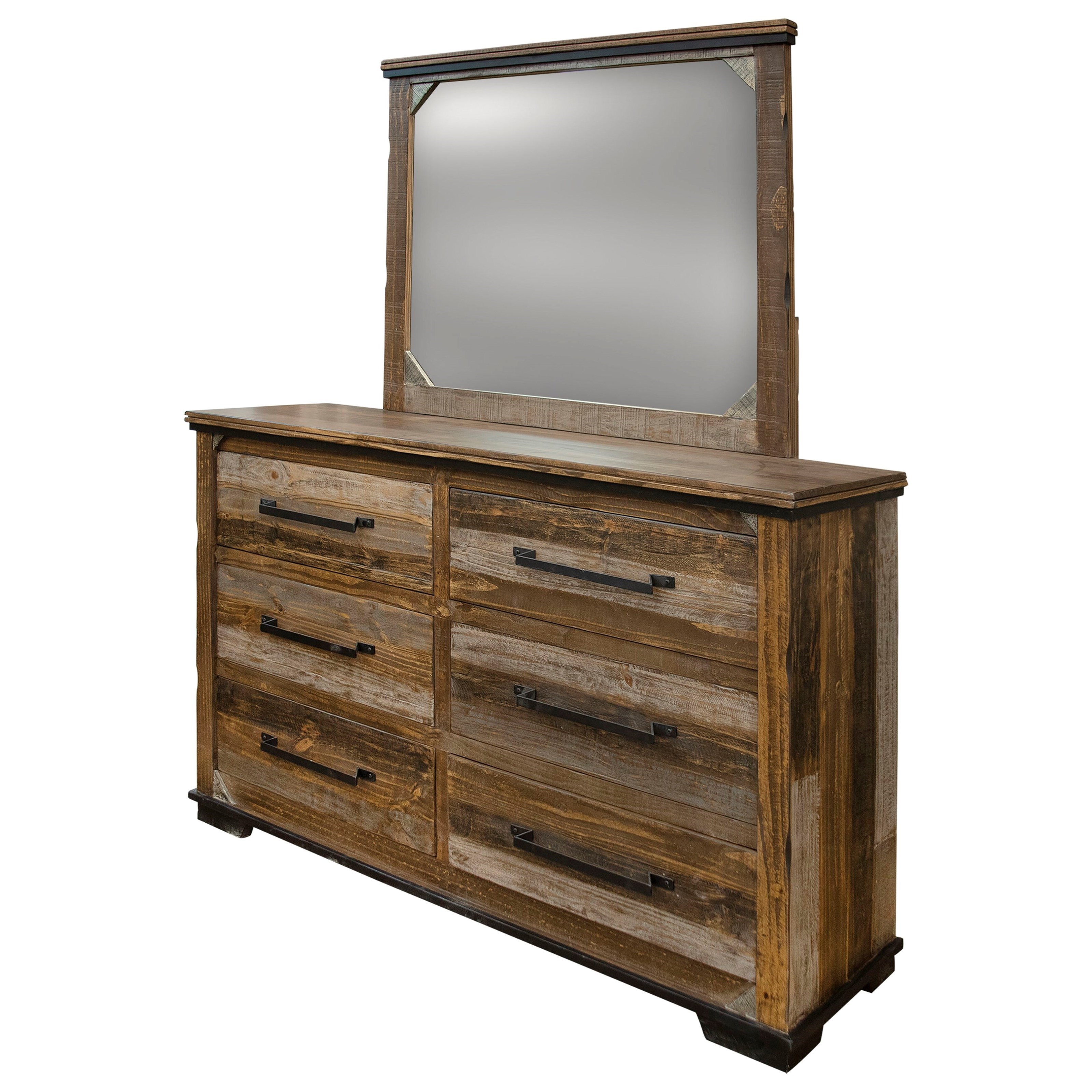 International Furniture Direct Driftwood Rustic 6 Drawer Dresser