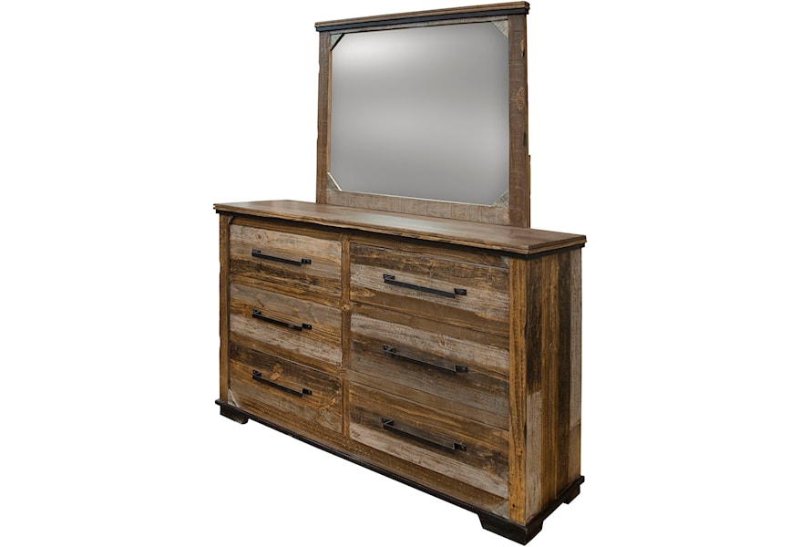 International Furniture Direct Driftwood Rustic 6 Drawer Dresser