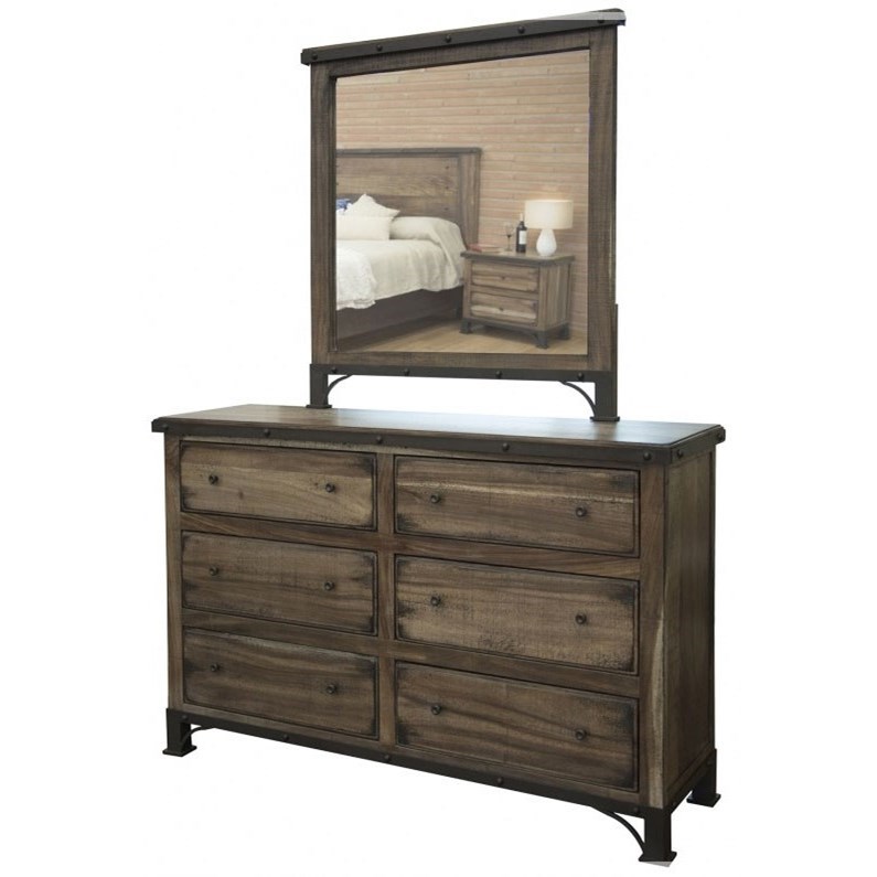 International Furniture Direct Durango Industrial 6 Drawer Dresser