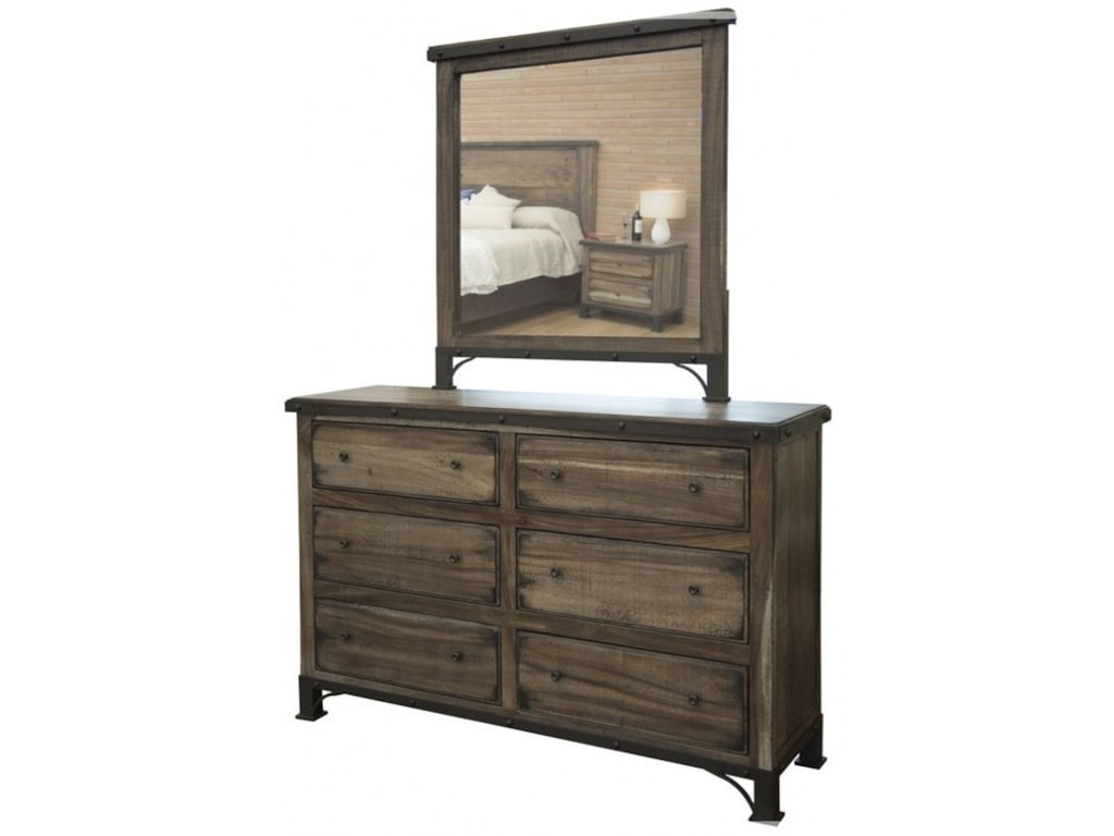 International Furniture Direct Durango Industrial 6 Drawer Dresser