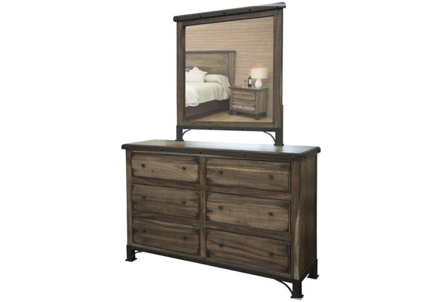 International Furniture Direct Durango Industrial 6 Drawer Dresser