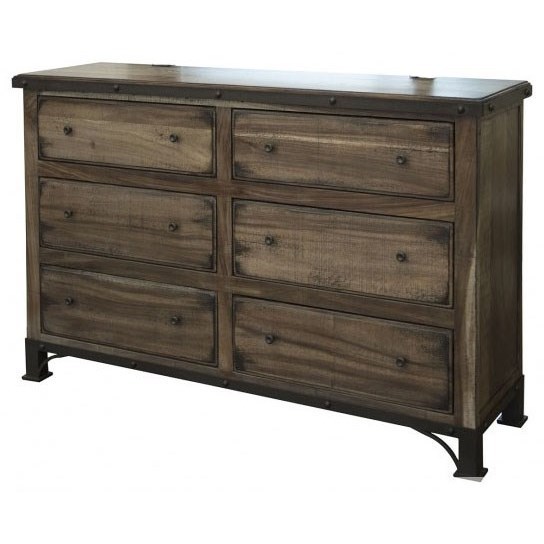 International Furniture Direct Durango Industrial 6 Drawer Dresser