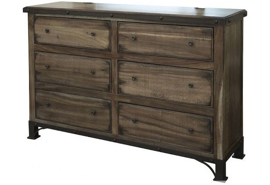 International Furniture Direct Durango Industrial 6 Drawer Dresser