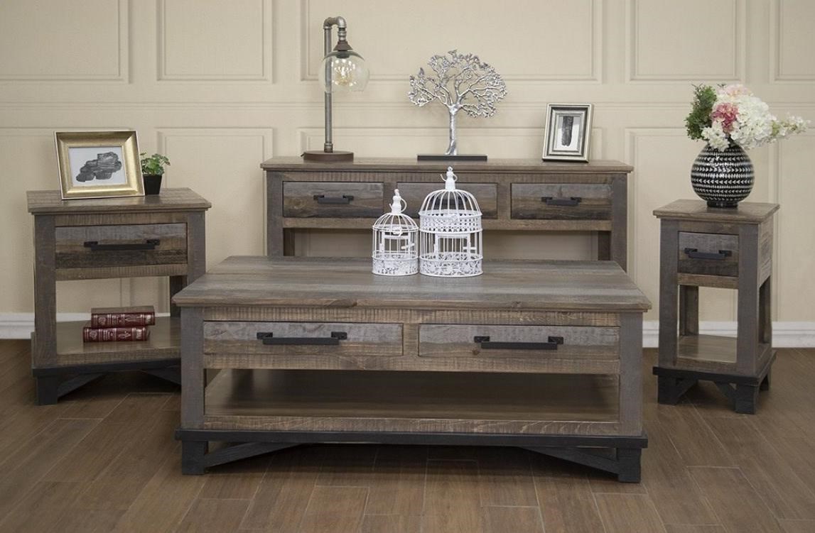 International Furniture Direct Loft Rustic Cocktail Table With 4 Drawers Zak S Home Cocktail Coffee Tables