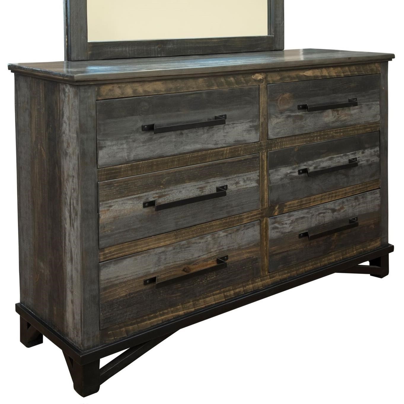 International Furniture Direct Loft Rustic 6 Drawer Dresser