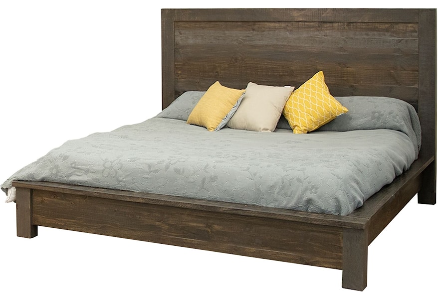 International Furniture Direct Loft Rustic Low Profile King Bed 