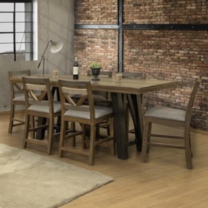 International Furniture Direct Loft Rustic Counter Height 7 Piece Table And Chair Set Zak S Home Pub Table And Stool Sets