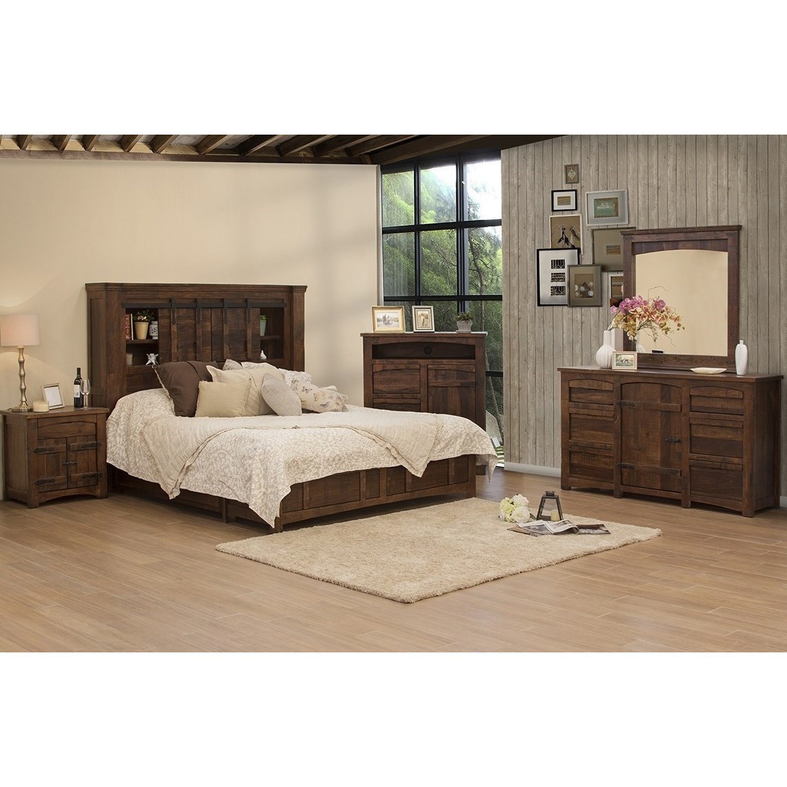 Mezcal Rustic Queen Storage Bed with Sliding Doors Williams & Kay