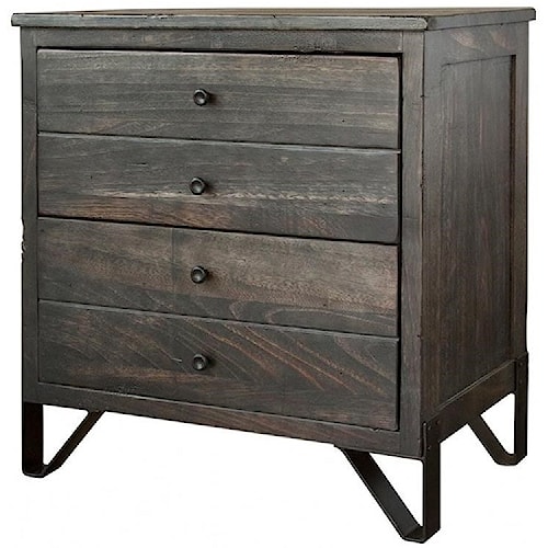 International Furniture Direct Moro Contemporary 2 Drawer Solid Wood International Furniture Direct Moro Contemporary 2 Drawer Solid Wood Night Stand With Hand Wrought Iron Feet