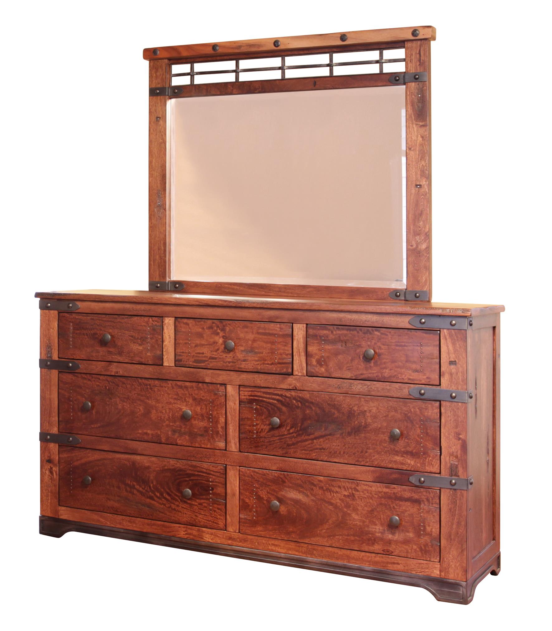 International Furniture Direct Parota 7 Drawer Dresser And Mirror