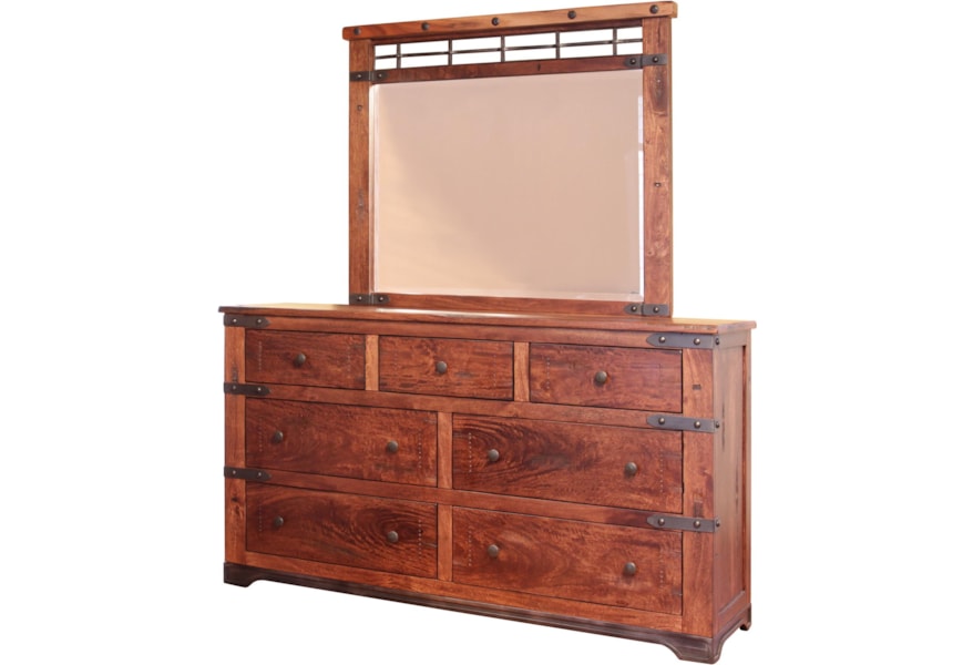 International Furniture Direct Parota 7 Drawer Dresser And Mirror