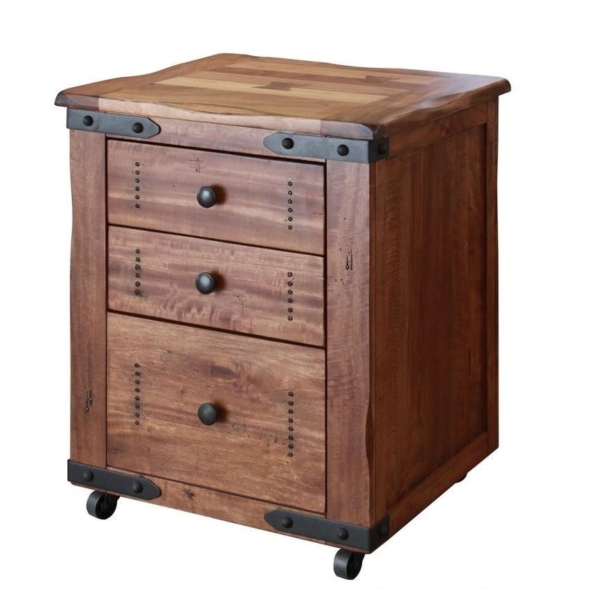 International Furniture Direct Parota Rustic File Cabinet With 3 Drawers And Casters Westrich Furniture Appliances File Cabinets