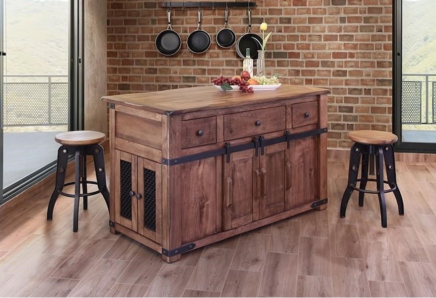 Amazon Com Americana Black And Distressed Oak Kitchen Island By