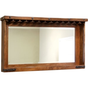 International Furniture Direct Parota Ifd866mir Bar Rustic Bar Mirror With Glass Holders And Shelf Furniture And Appliancemart Wall Mirrors