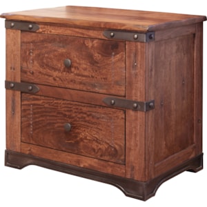 International Furniture Direct Parota Ifd866ntst 2 Drawer Nightstand With Wrought Iron Base Dunk Bright Furniture Nightstands