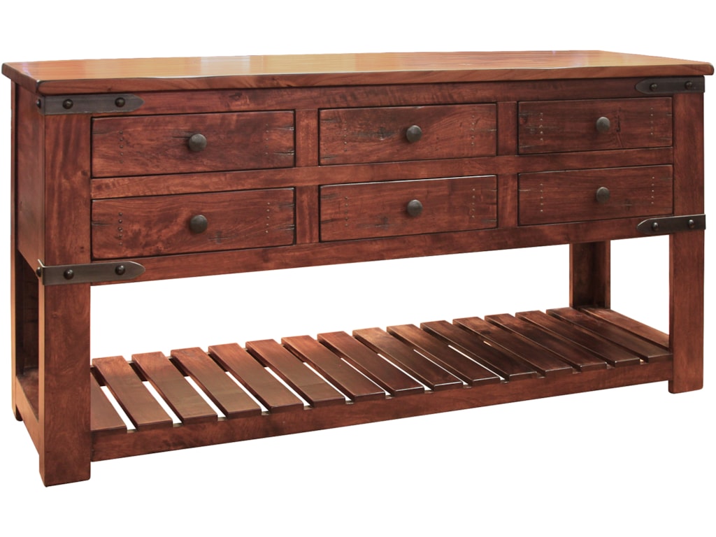 International Furniture Direct Parota Sofa Table With 6 Drawers