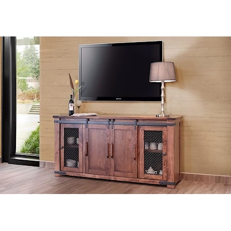 70-inch Extra-Wide Rustic TV Stand for 80 TVs - Natural Wood Finish