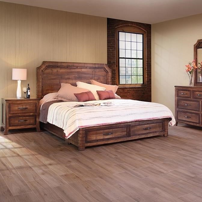 International Furniture Direct Regal Rustic Queen Bed With