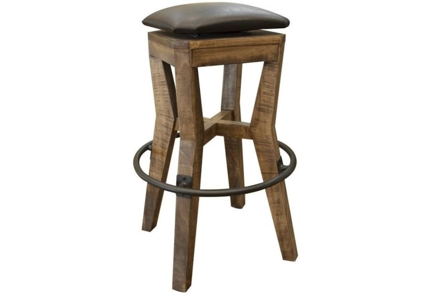 International Furniture Direct Salamanca Ifd8011stl30 Rustic 30 Wooden Stool With Faux Leather Seat And Liancemart Bar Stools Wooden Stool With Faux Leather Seat