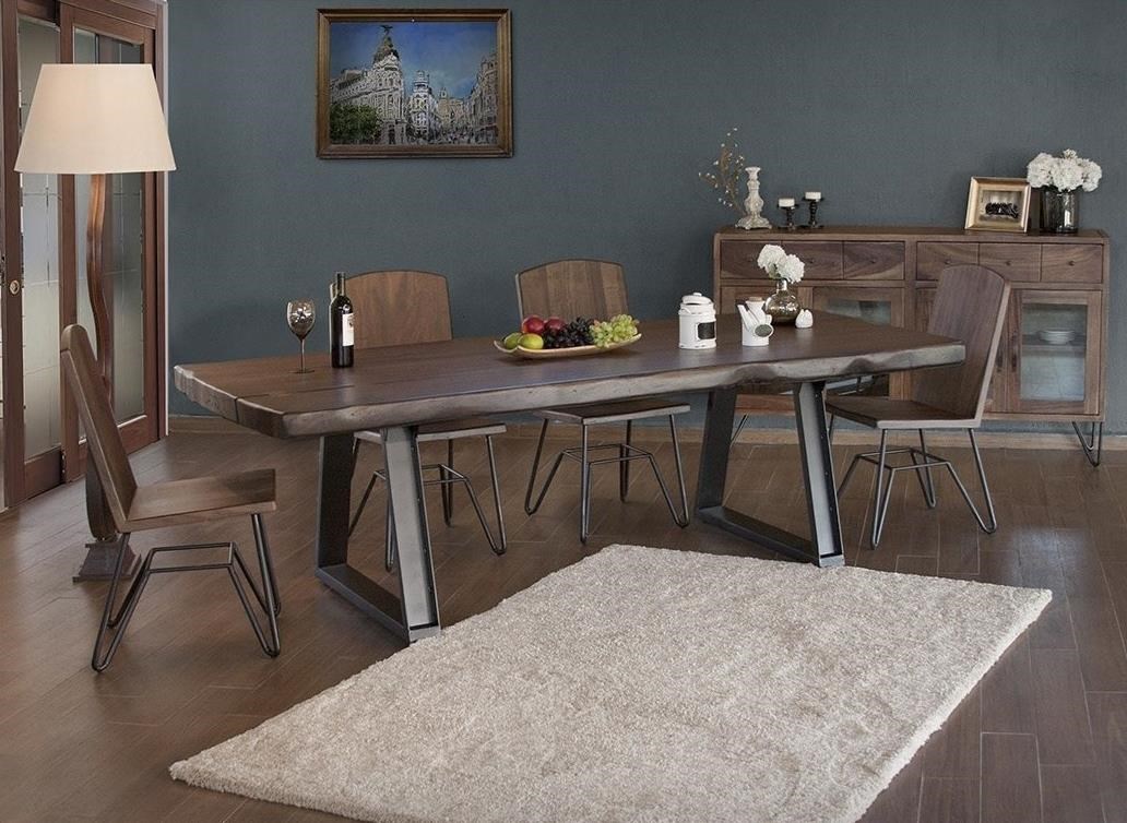 International Furniture Direct Taos Rustic 5 Piece Dining Set With Live Edge Table Furniture And Appliancemart Dining 5 Piece Sets