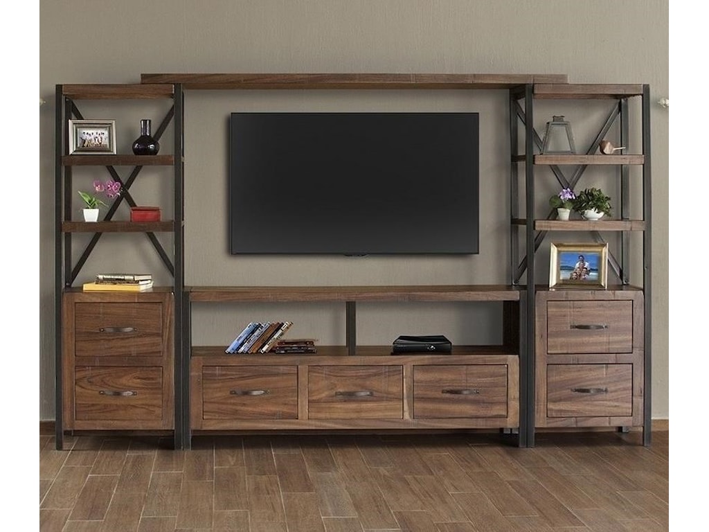 International Furniture Direct Taos Rustic Entertainment Wall Unit International Furniture Direct Taos Rustic Entertainment Wall Unit With Distressed Finish