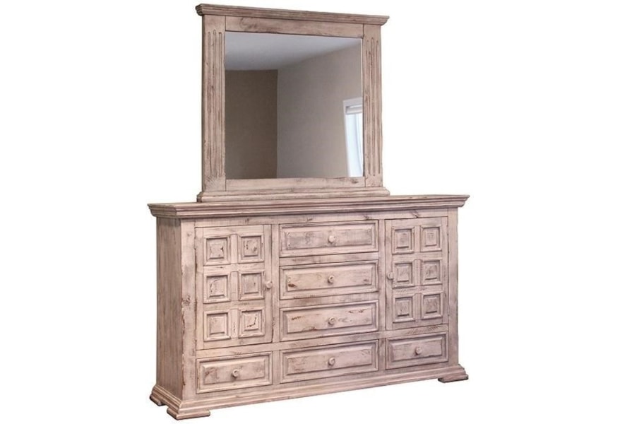 International Furniture Direct Terra White Dresser And Mirror Set