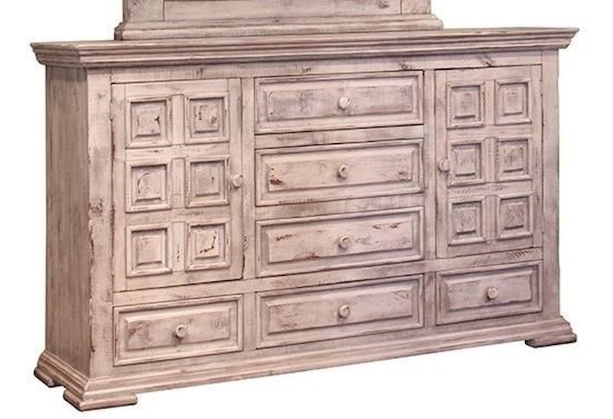 International Furniture Direct Terra White Ifd1022dsr Rustic Dresser With Six Drawers And Two Doors Upper Room Home Furnishings Dressers Furniture Direct Terra White