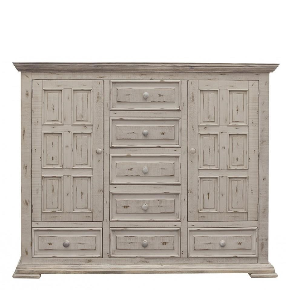 International Furniture Direct Terra White Rustic 7 Drawer 2 Door