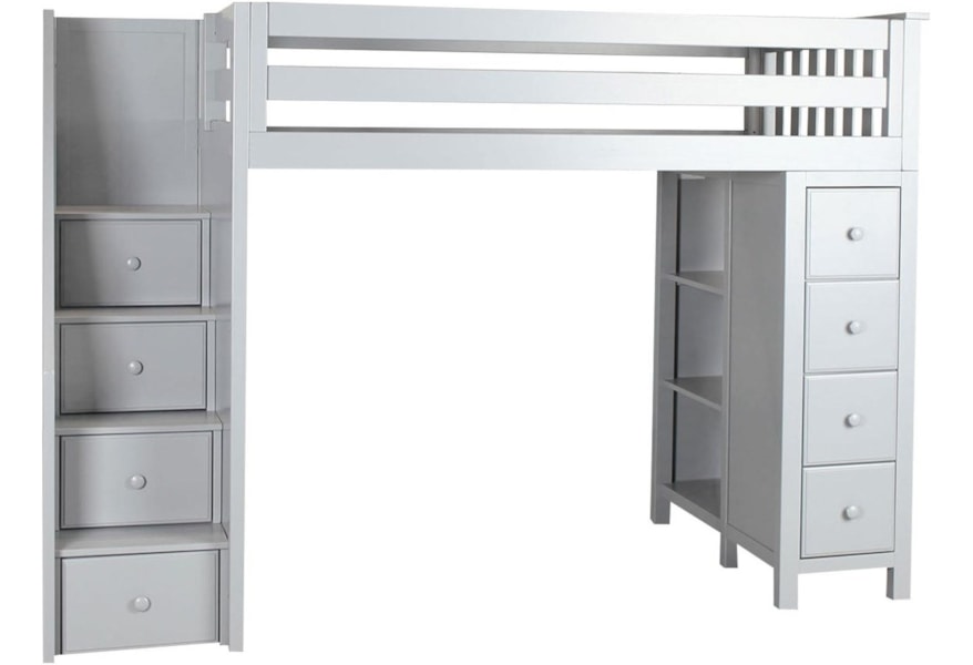 Jackpot Kids All In Ones Oxford Twin Staircase High Loft Bed in  Jackpot Kids All In Ones Oxford Twin Staircase High Loft Bed in