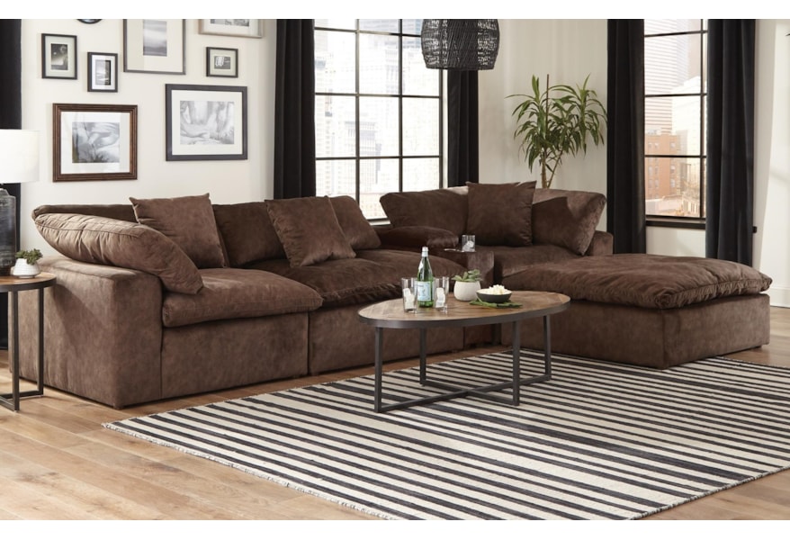 Jackson Furniture Plush Chaise Sectional With Storage Console Jackson Furniture Plush Chaise