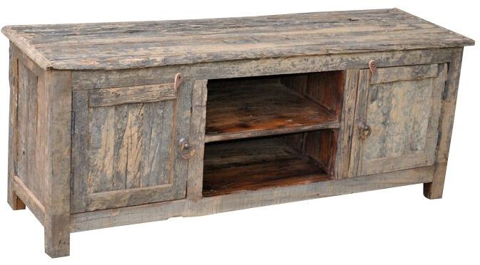 Jaipur Furniture Railroad Ties Reclaimed Wood 2 Shelf 2 Door Media