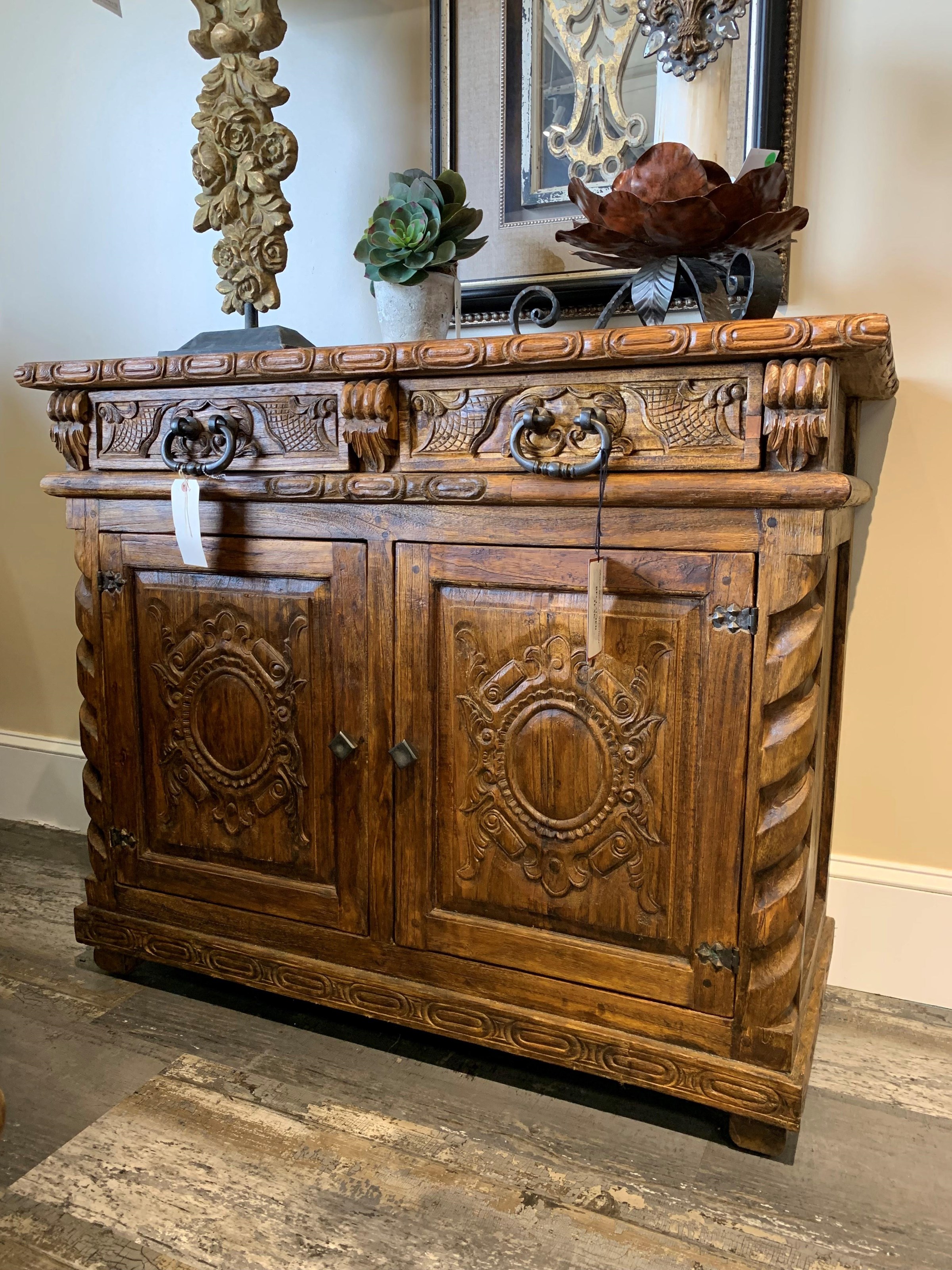 Jason Scott Collection Buffet Hand Carved Solid Teak Medium Buffet
